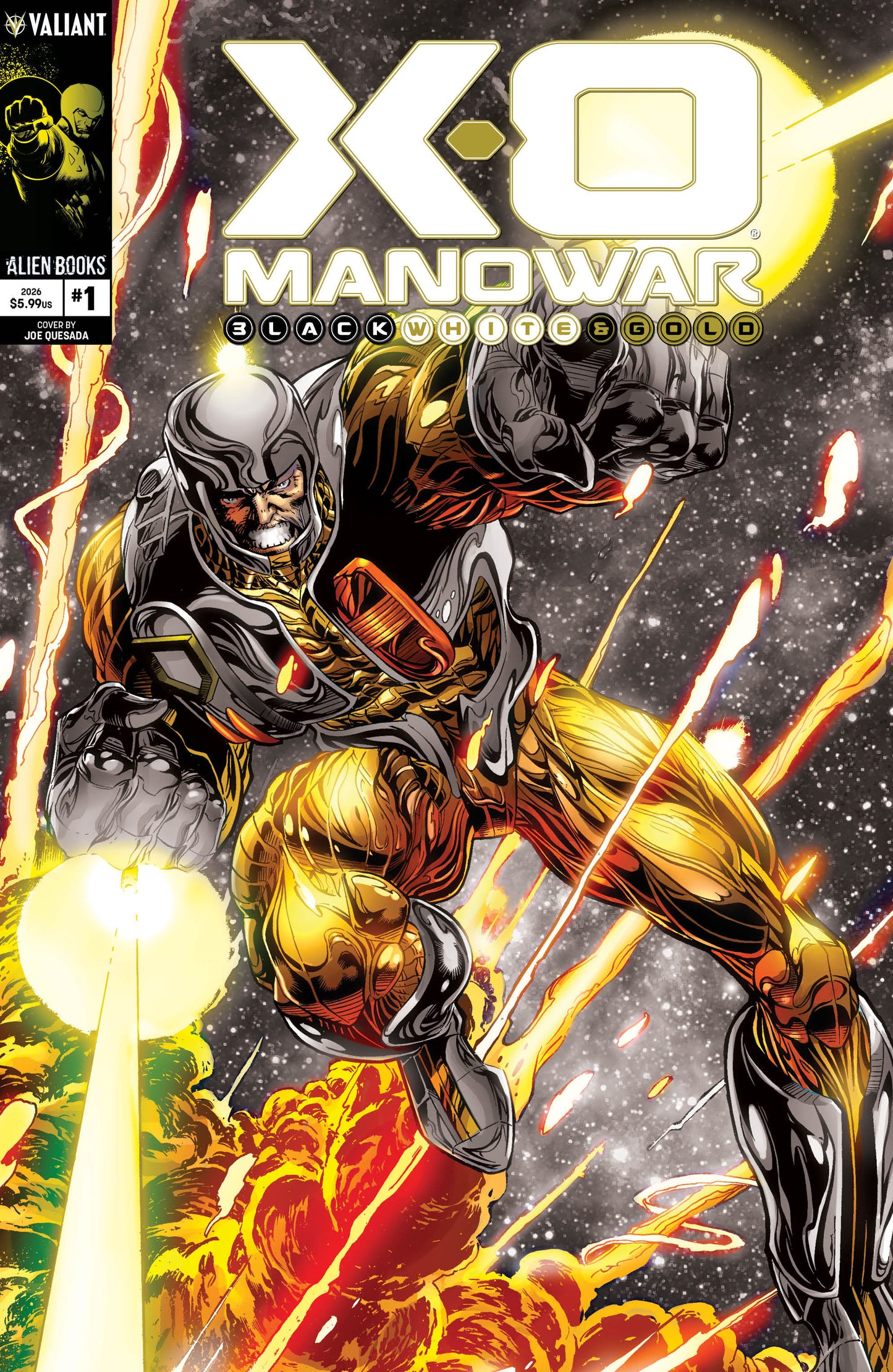 X-O Manowar: Black, White & Gold #1 (Variant B (Quesada Black, White & Gold Variant)) - PREORDER