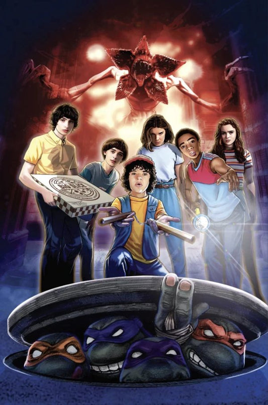 Teenage Mutant Ninja Turtles x Stranger Things #1 (Fury Comix Terrificon Ron Leary Virgin TMNT Movie Poster Homage Variant)