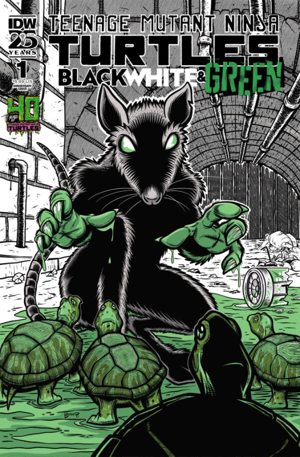 Teenage Mutant Ninja Turtles: Black, White, & Green #1 (Cover D Dan Berger 40th Anniversary Variant)