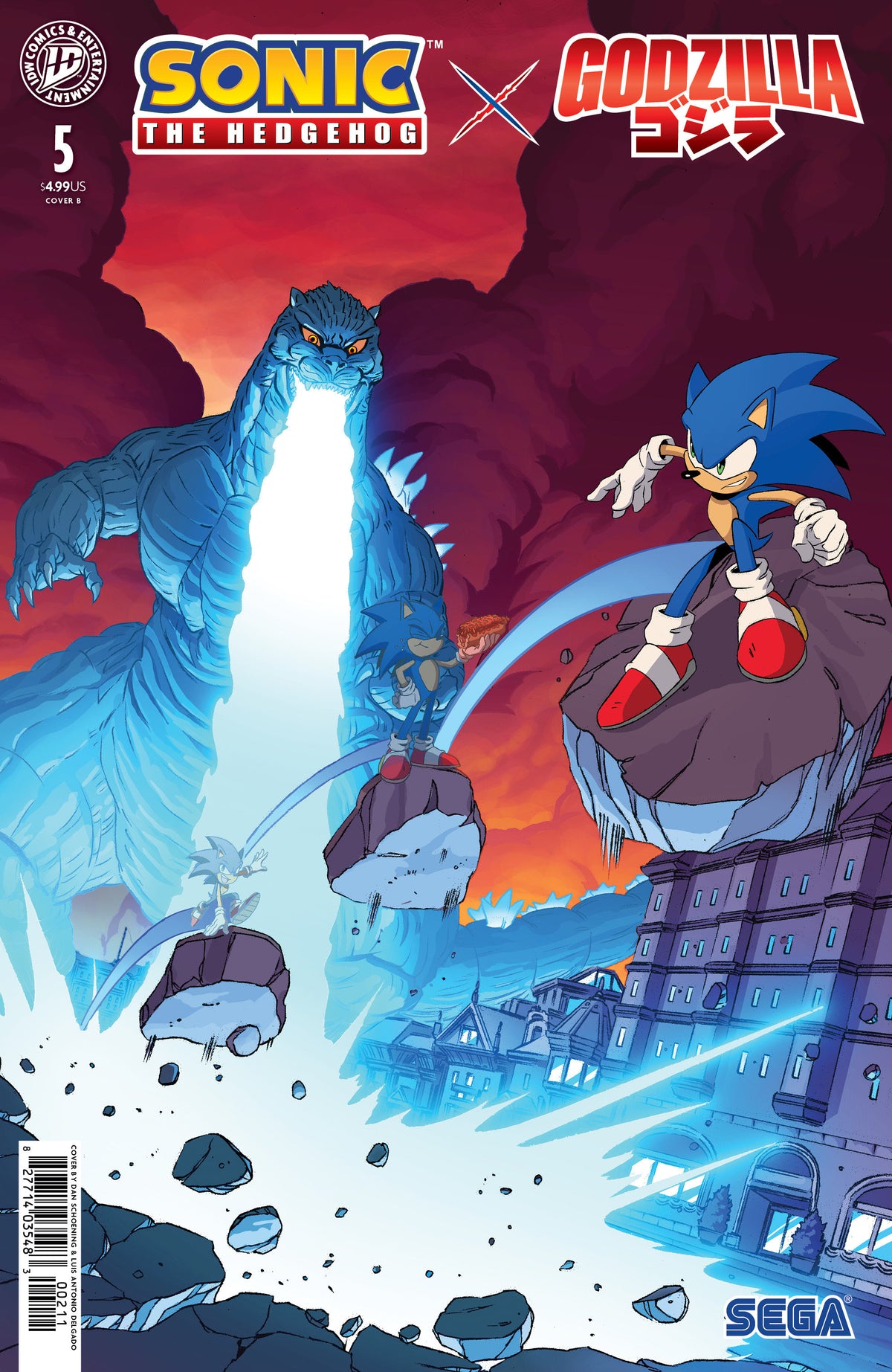 Sonic the Hedgehog x Godzilla #5 (Variant B (Schoening)) - PREORDER