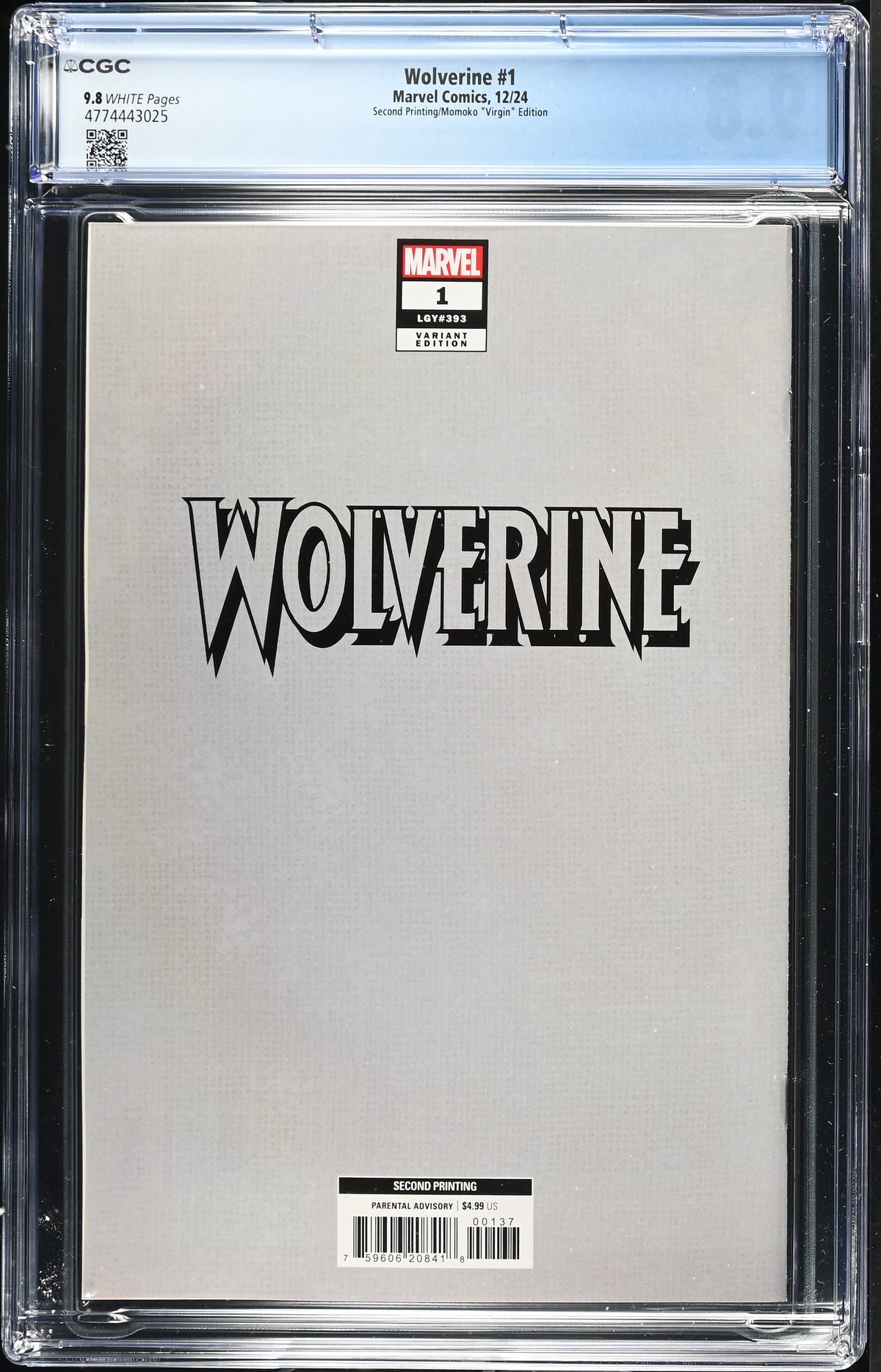 Wolverine #1 (Second Printing/Momoko "Virgin" Edition) CGC 9.8