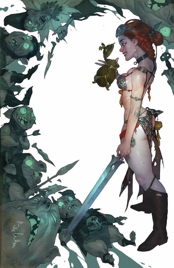 Unbreakable Red Sonja #4 (616 Comics Ben Caldwell Valentine's Day Connecting Virgin Variant)