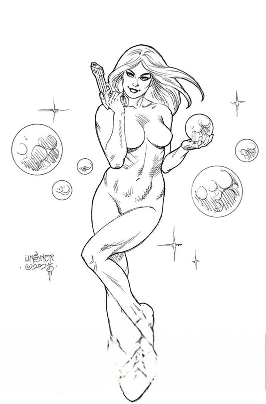 Barbarella #1 (Cover Q 1:25 Joseph Michael Linsner Black & White Virgin Variant)