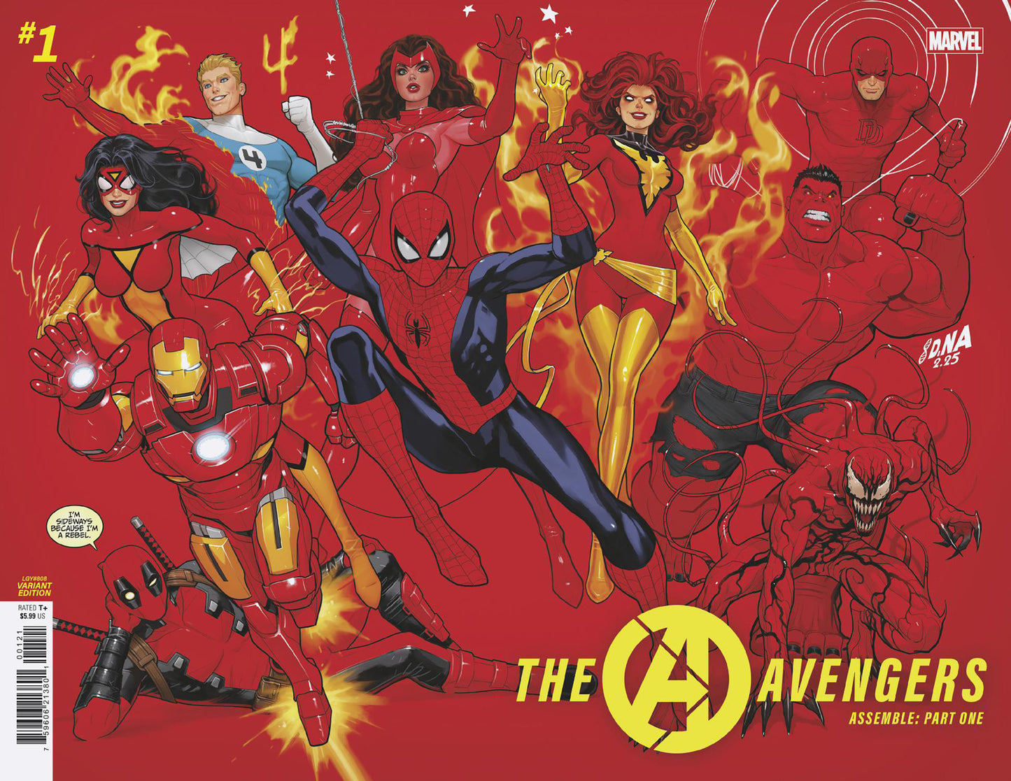 AVENGERS #1 (DAVID NAKAYAMA COLOR BLOCK RED WRAPAROUND VARIANT) - PREORDER