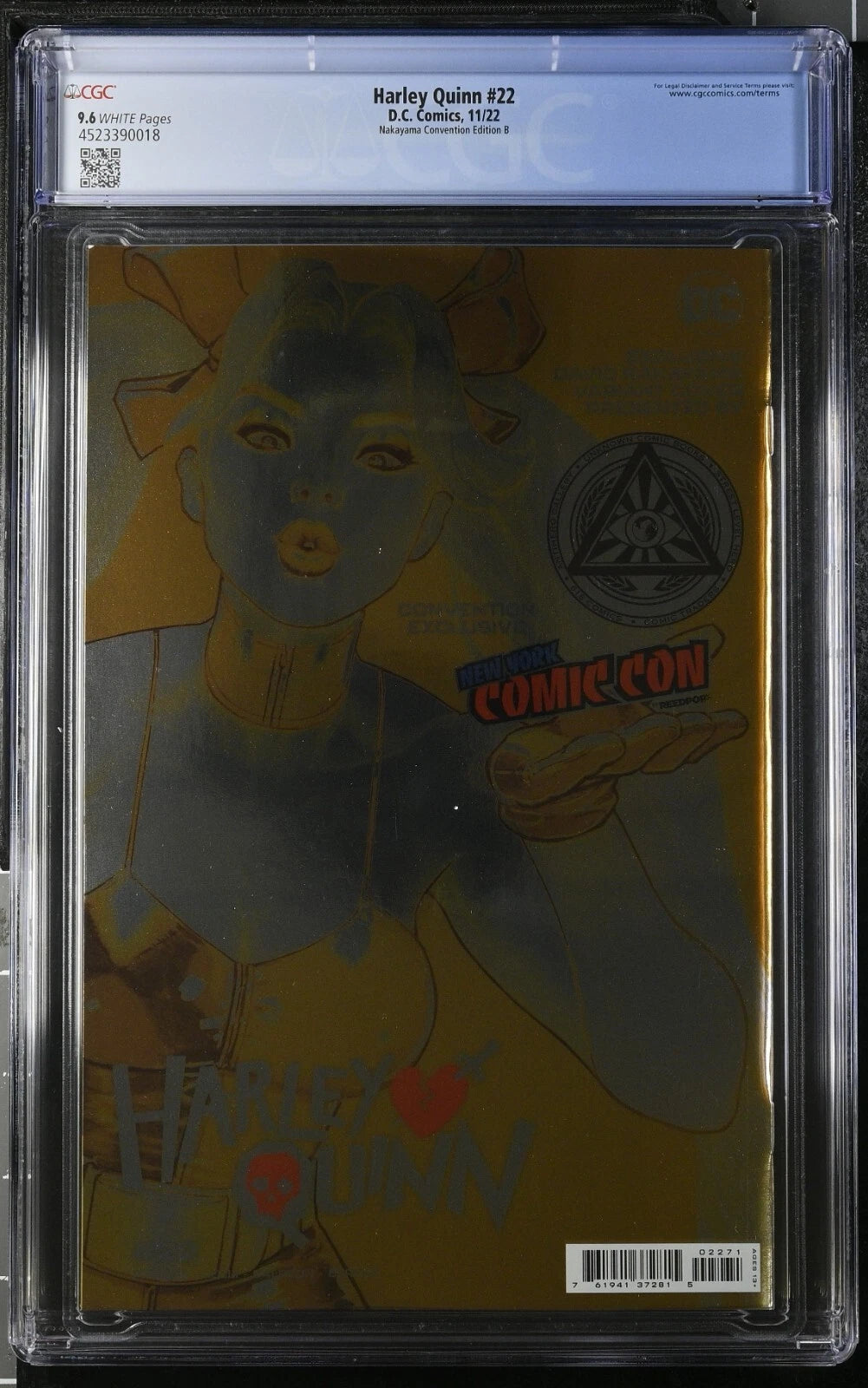 Harley Quinn #22 (Unknown Comic Books / 616 Comics / Comic Traders / Antihero Gallery / Street Level Hero NYCC 2022 David Nakayama Black & White Gold Foil Virgin Variant)