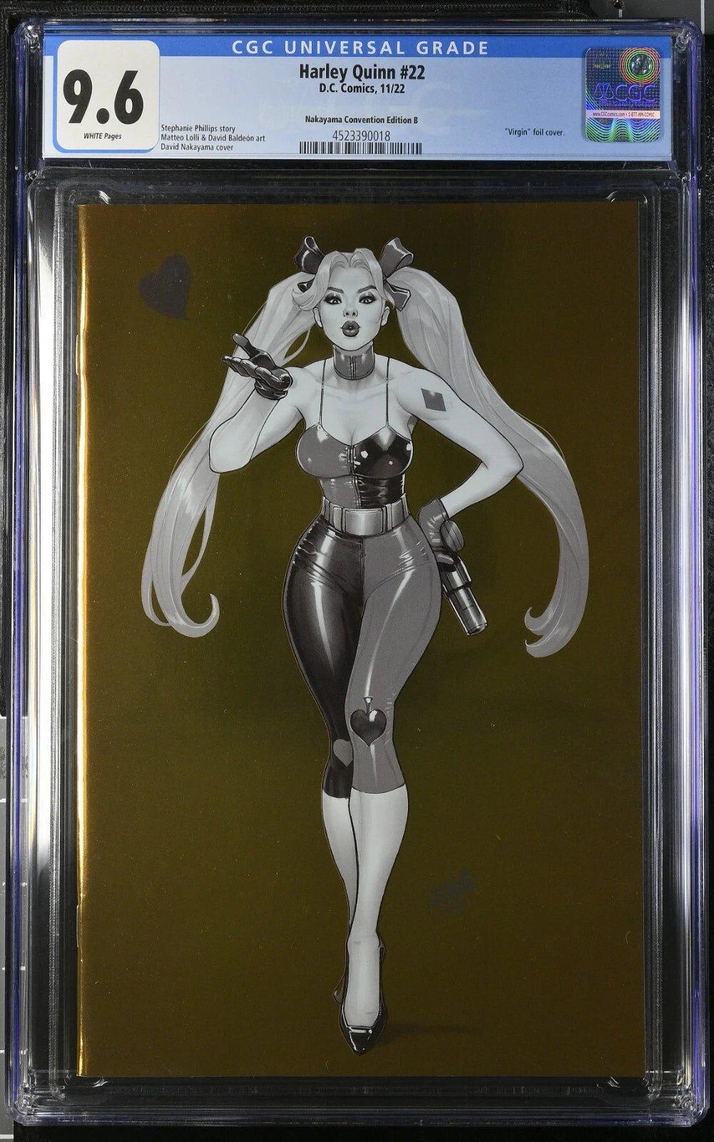 Harley Quinn #22 (Unknown Comic Books / 616 Comics / Comic Traders / Antihero Gallery / Street Level Hero NYCC 2022 David Nakayama Black & White Gold Foil Virgin Variant)