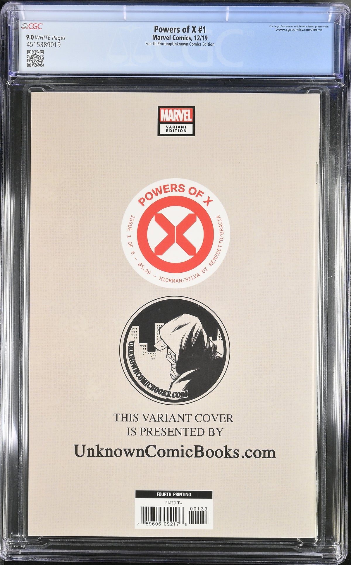 Powers of X #1 (4th Printing Unknown Comics NYCC 2019 Lucio Parrillo Virgin Variant) CGC 9.0