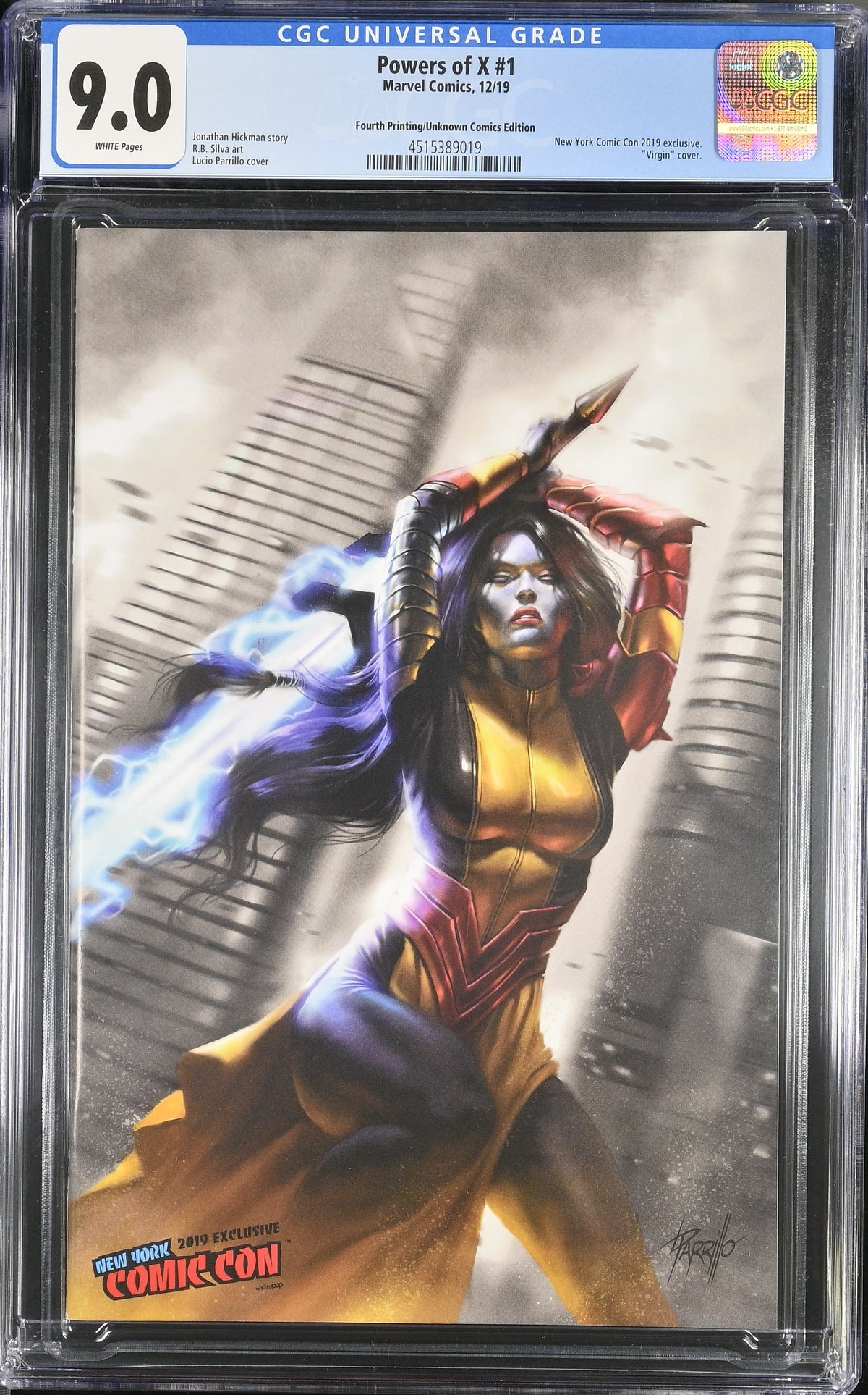 Powers of X #1 (4th Printing Unknown Comics NYCC 2019 Lucio Parrillo Virgin Variant) CGC 9.0