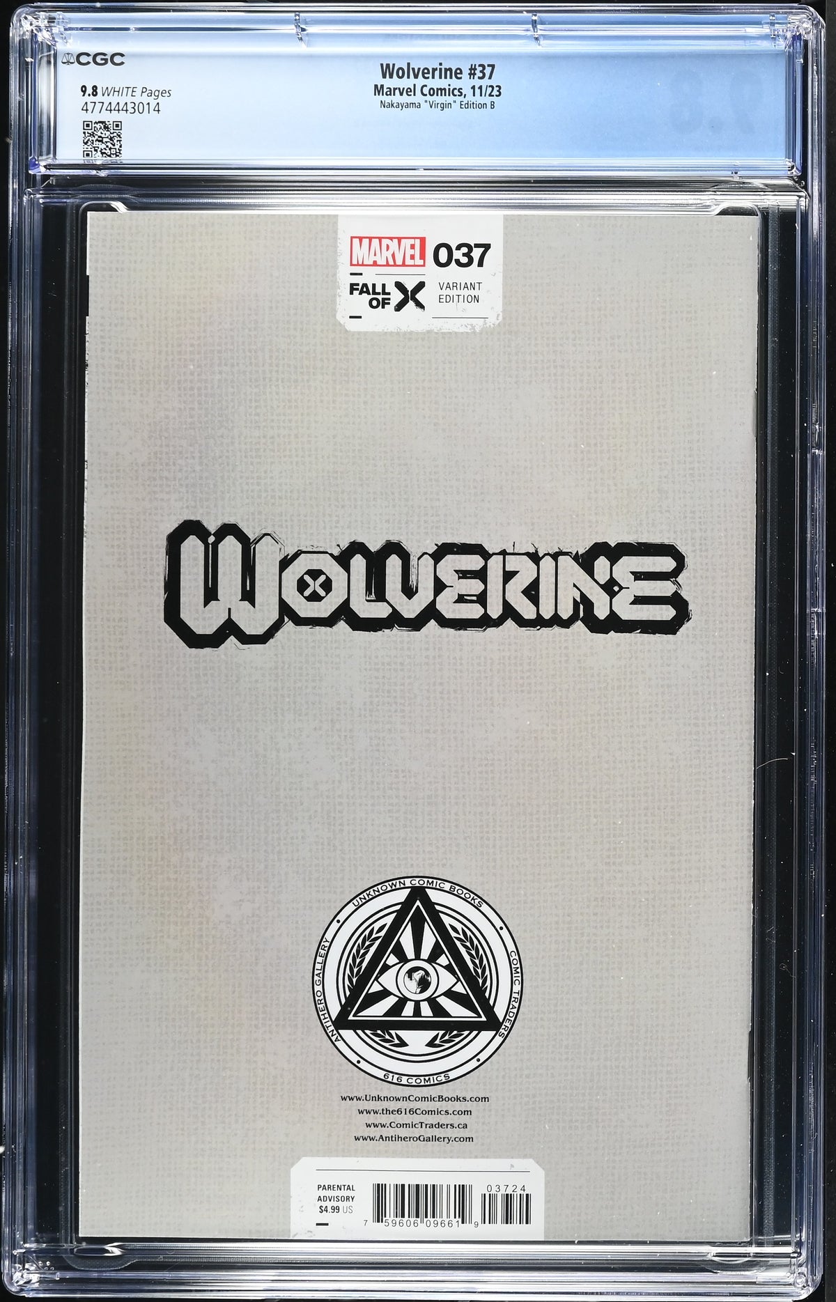 Wolverine #37 (David Nakayama Hellfire Exclusive Full Virgin Variant) CGC 9.8