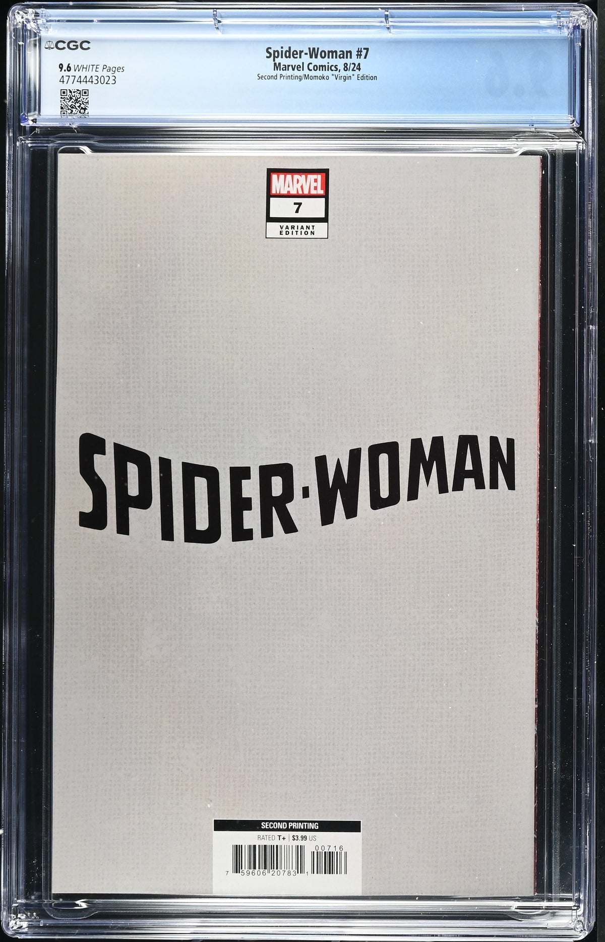 Spider-Woman #7 (2nd Printing 1:25 Peach Momoko Virgin Variant) CGC 9.6